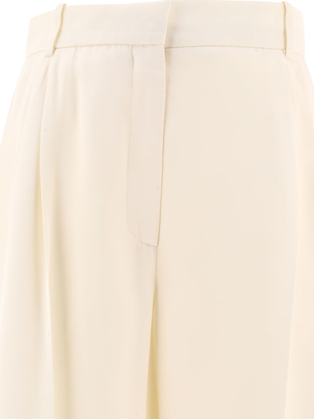 Double-Pleat Wide Leg Trousers Bianco