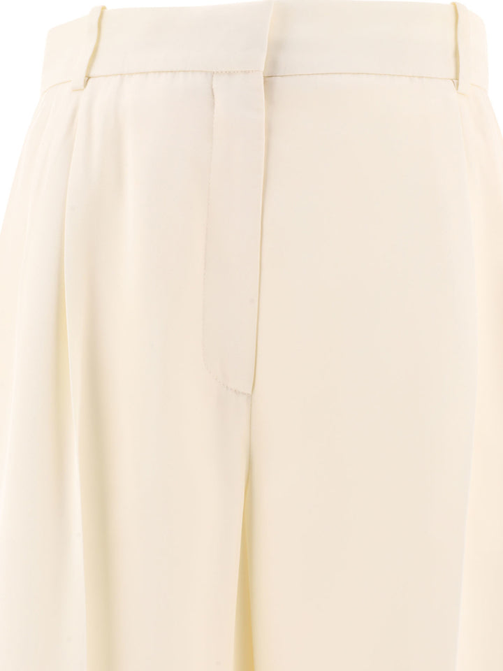 Double-Pleat Wide Leg Trousers Bianco