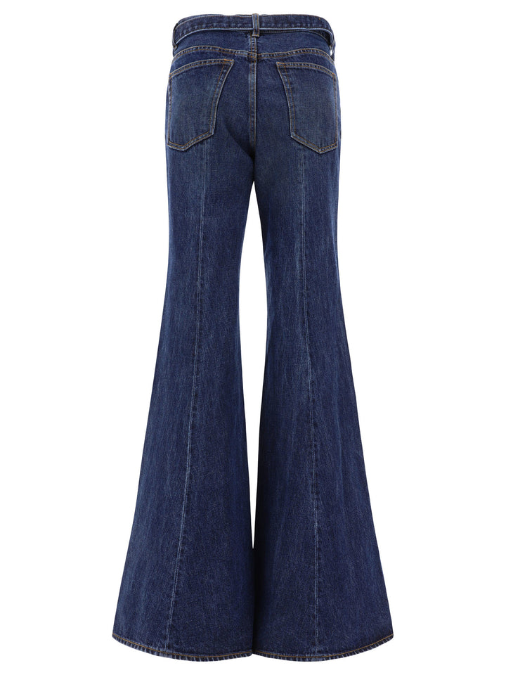 Belted Flared Jeans Blu