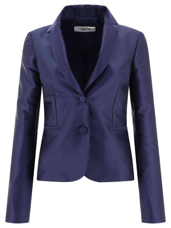 Satin Single-Breasted Blazer Giacche Blu