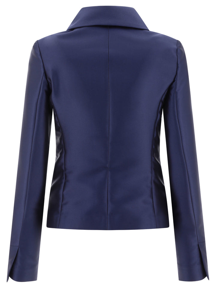 Satin Single-Breasted Blazer Giacche Blu