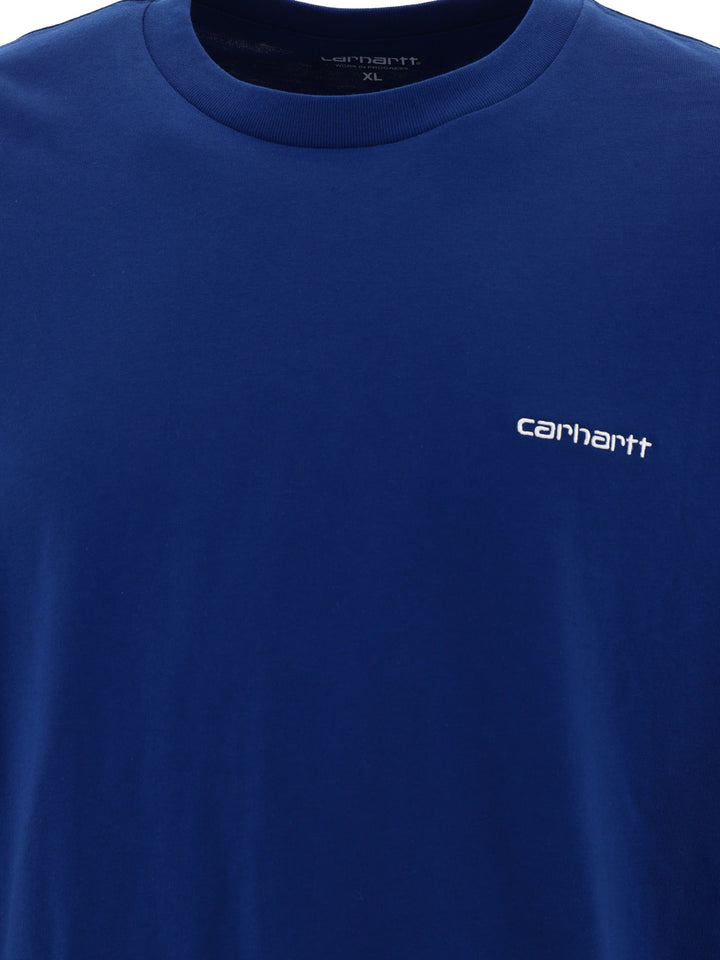 Script Embroidery T-Shirts Blu