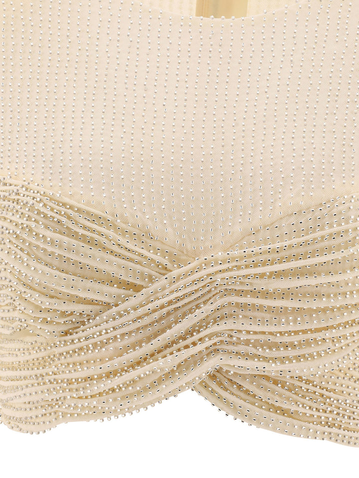 Beaded Mesh Top Beige