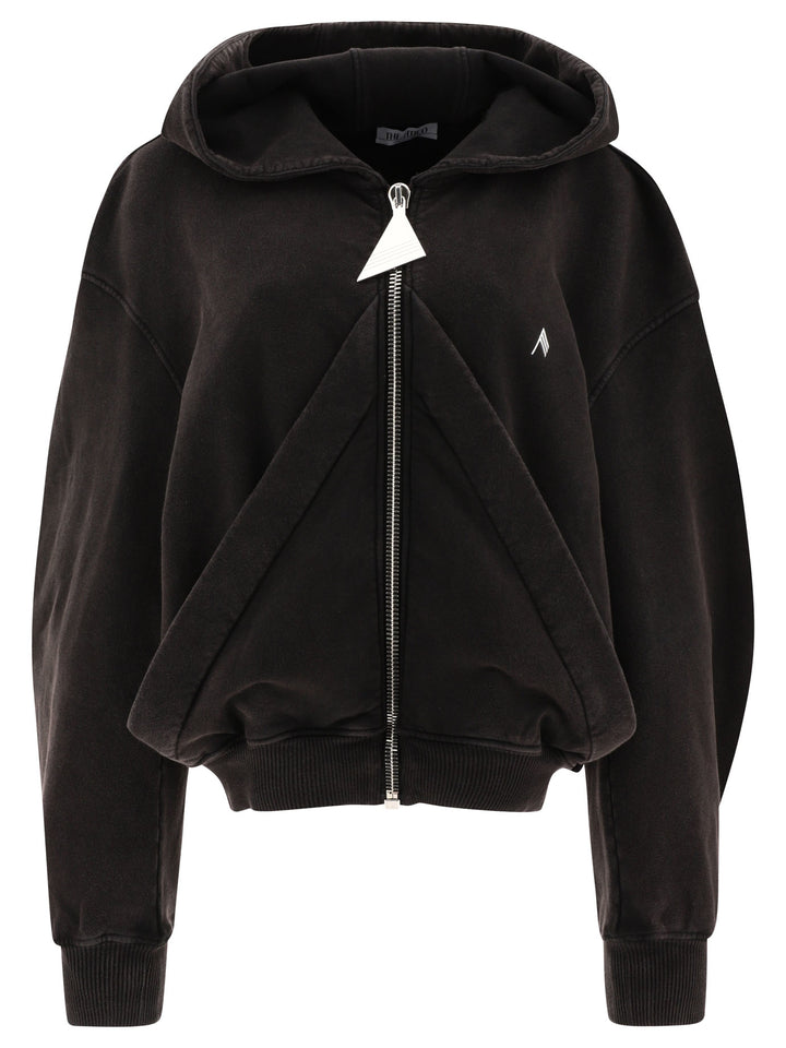 Zippered Hoodie With Logo Sweatshirts Nero