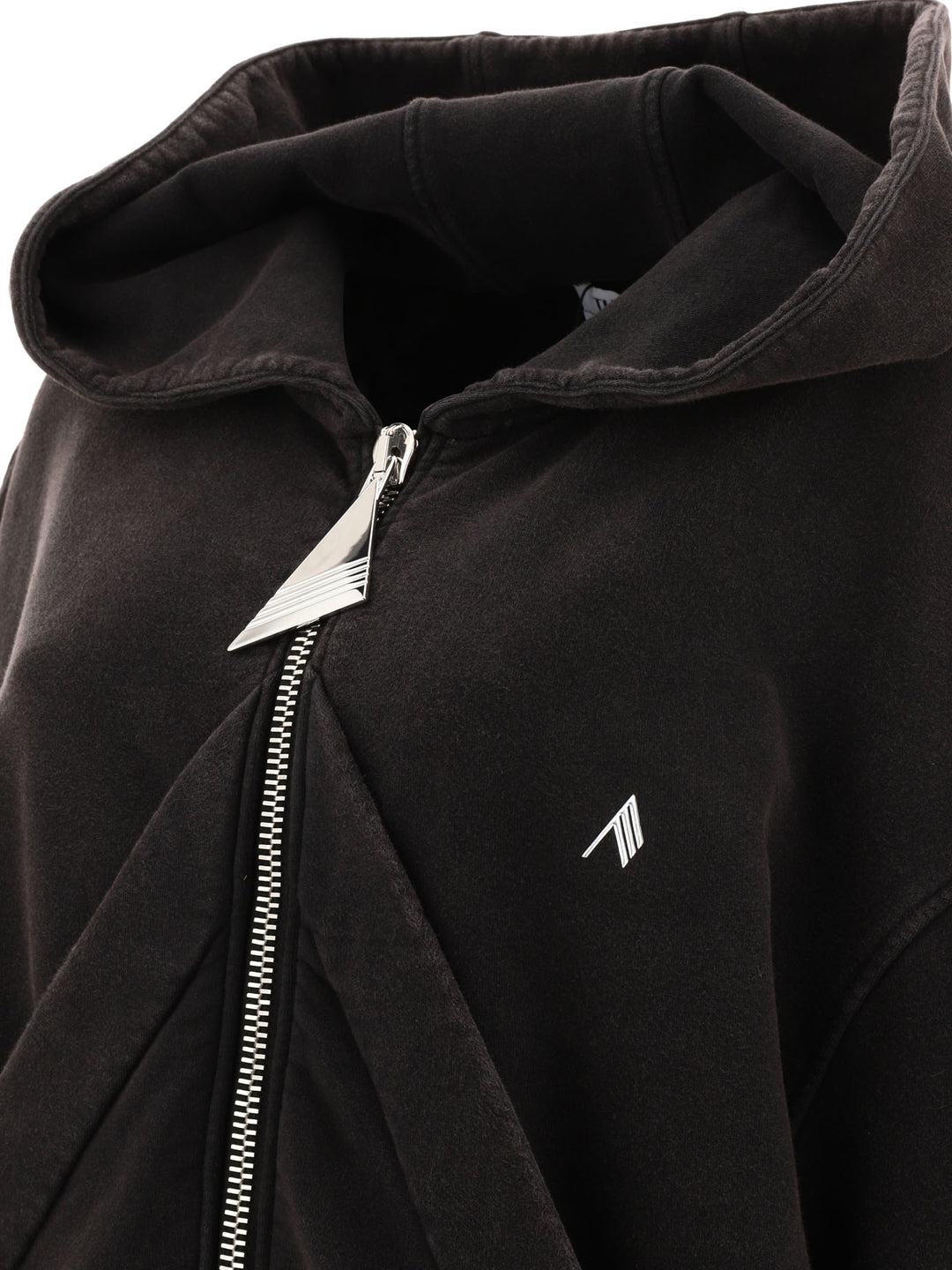 Zippered Hoodie With Logo Sweatshirts Nero