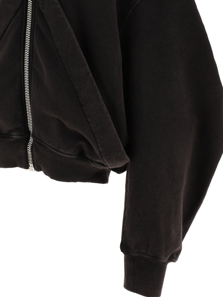 Zippered Hoodie With Logo Sweatshirts Nero