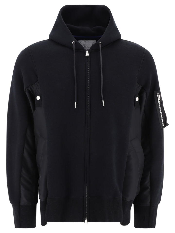 Hybrid Zippered Hoodie Sweatshirts Nero