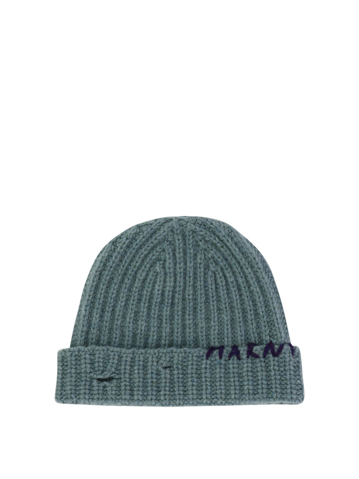 Beanie With Embroidered Logo Cappelli Celeste