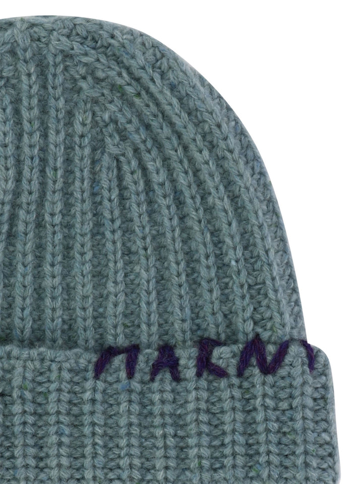 Beanie With Embroidered Logo Cappelli Celeste