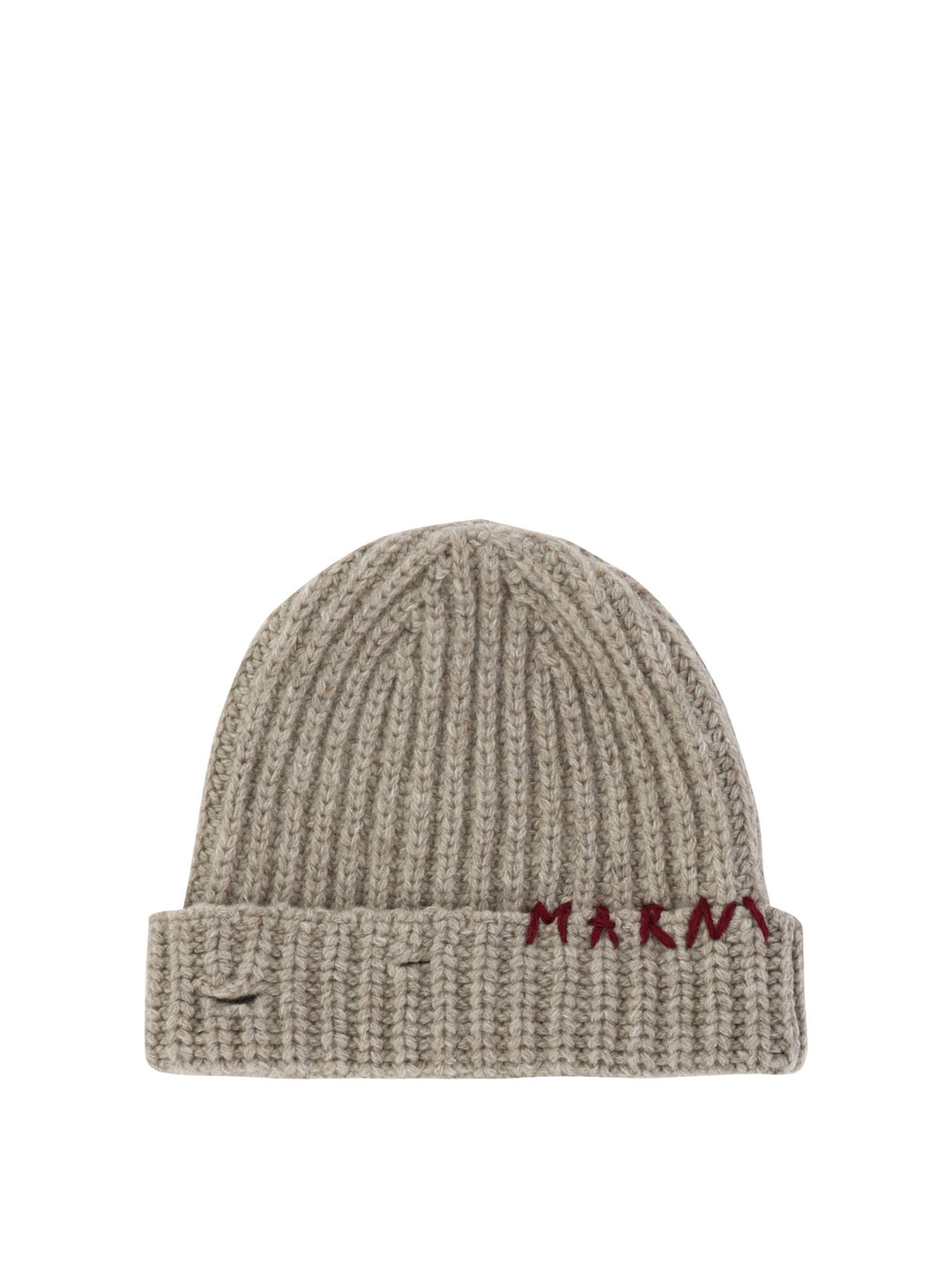 Beanie With Embroidered Logo Cappelli Beige