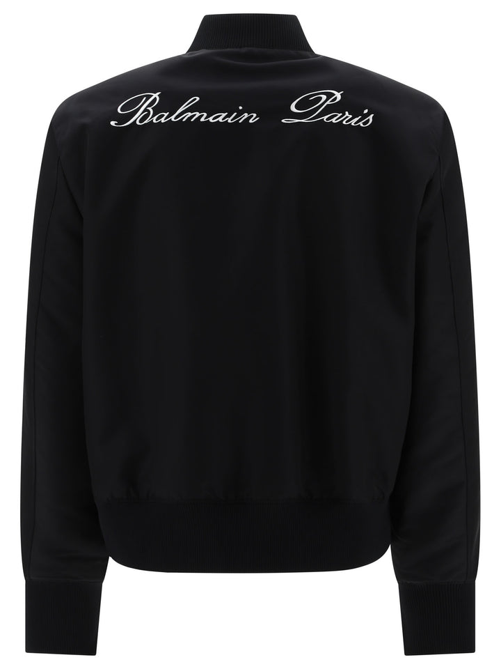 Bomber Jacket With Balmain Signature Embroidery On The Back Giacche Nero