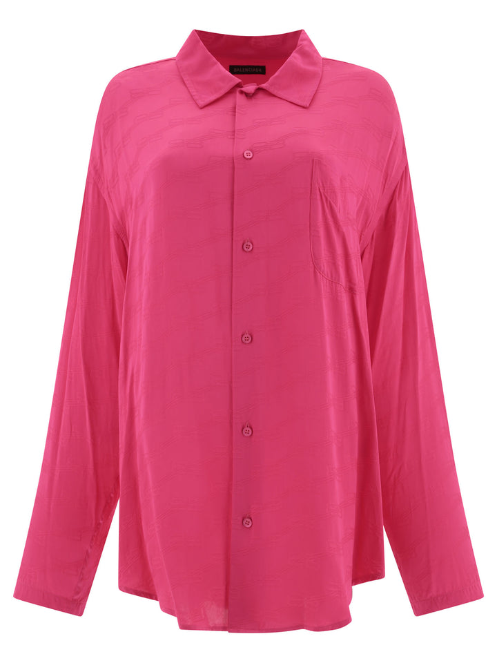 Shirt With Jacquard Logo Shirts Fucsia