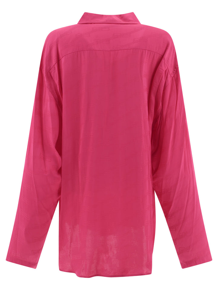 Shirt With Jacquard Logo Shirts Fucsia