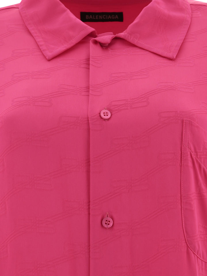 Shirt With Jacquard Logo Shirts Fucsia