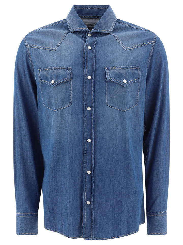 Lightweight Denim Easy Fit Western Shirt Shirts Celeste