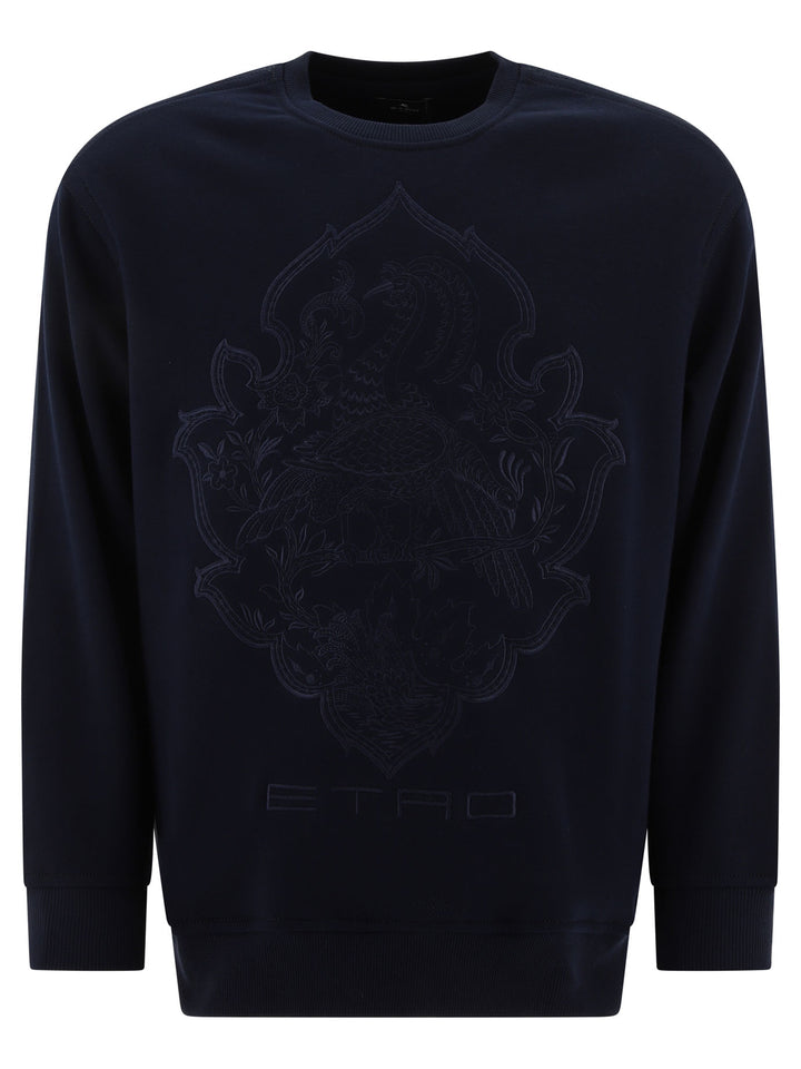 Sweatshirt With Embroidered Logo Sweatshirts Blu