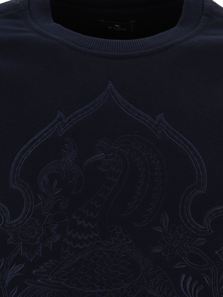 Sweatshirt With Embroidered Logo Sweatshirts Blu