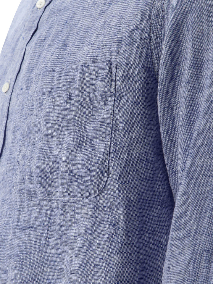 Oxford Linen Shirt Shirts Blu