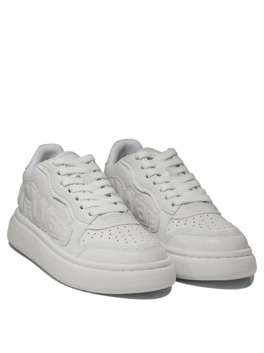 Puff Pebble Leather Sneakers With Logo Sneakers & Slip-On Bianco