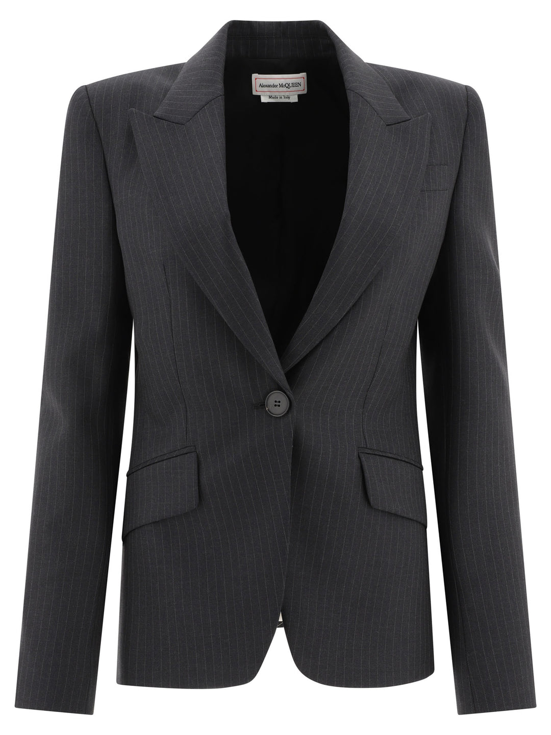 Pinstriped Single-Breasted Blazer Giacche Grey