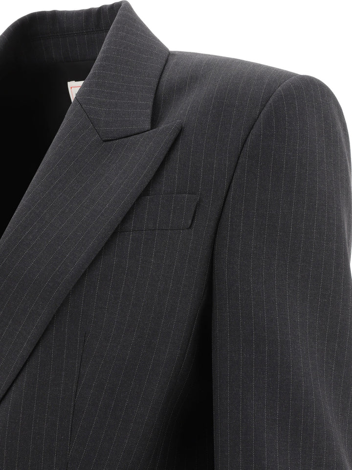 Pinstriped Single-Breasted Blazer Giacche Grey