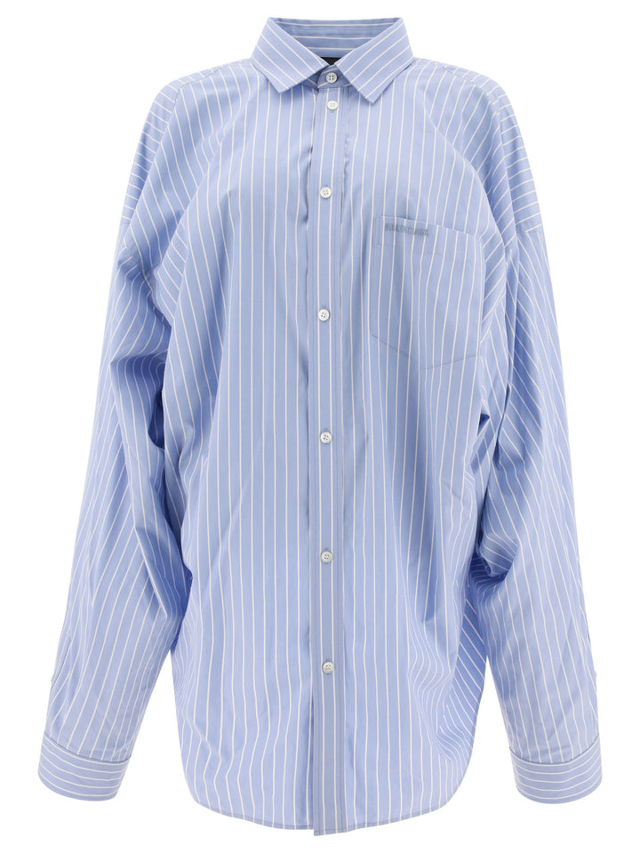 Striped Shirt With Embroidered Logo Shirts Celeste