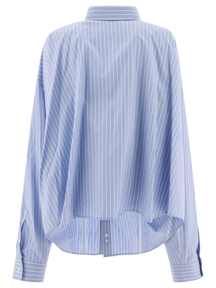 Striped Shirt With Embroidered Logo Shirts Celeste