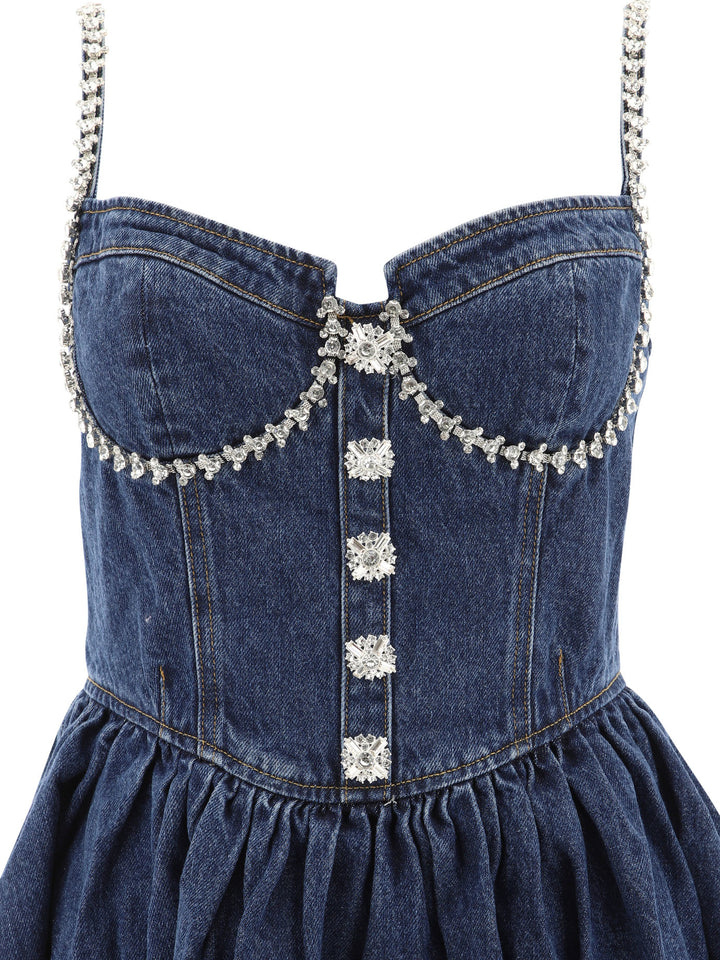 Diamante Denim Flared Dress Abiti Blu