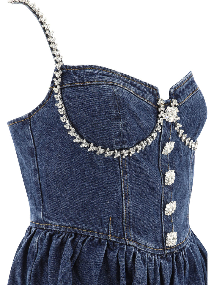 Diamante Denim Flared Dress Abiti Blu