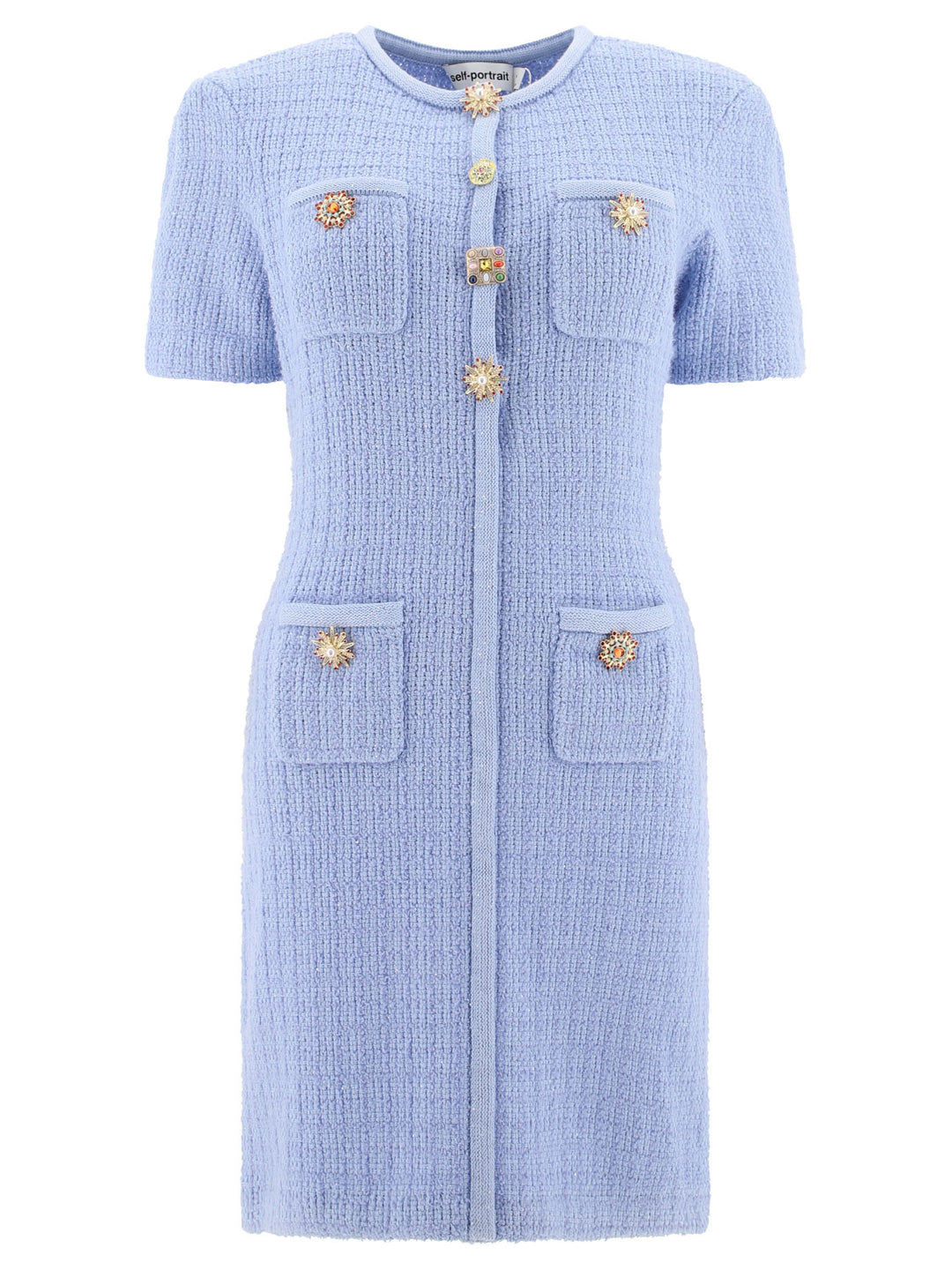 Knit Dress With Jewel Buttons Abiti Celeste