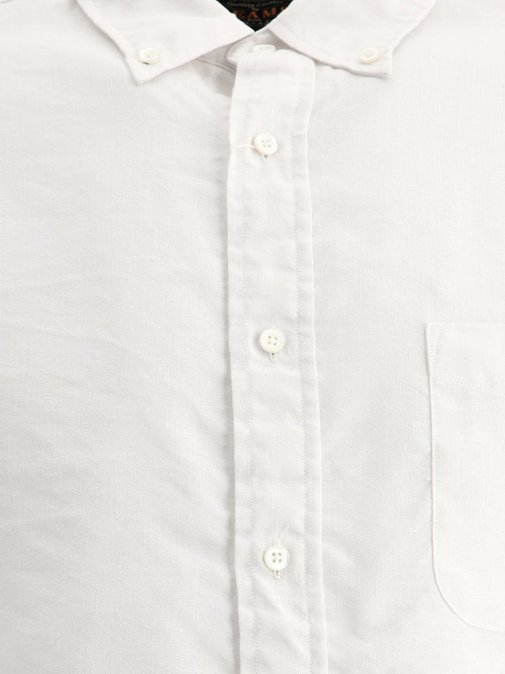 Linen Shirt With Chest Pocket Shirts Bianco