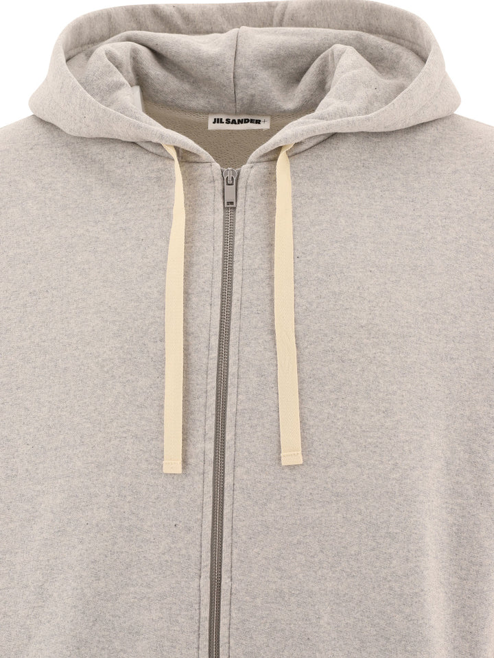 Zippered Hoodie With Logo Patch Sweatshirts Grey