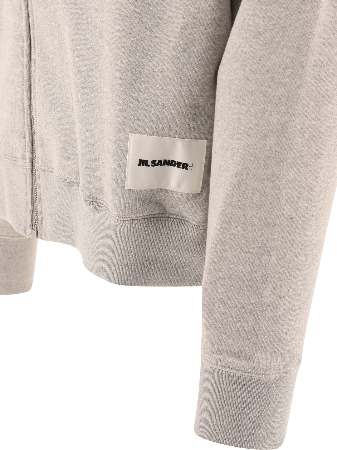 Zippered Hoodie With Logo Patch Sweatshirts Grey