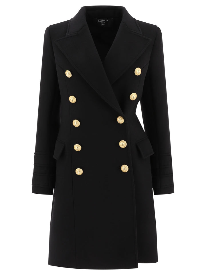 Double-Breasted Coat With Gold Buttons Coats Nero