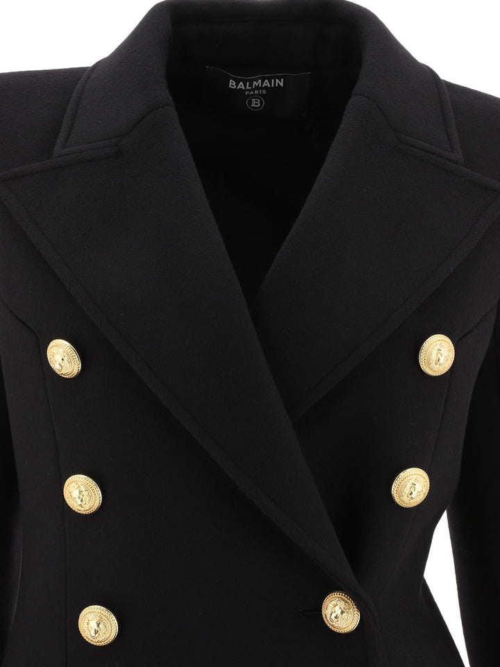 Double-Breasted Coat With Gold Buttons Coats Nero