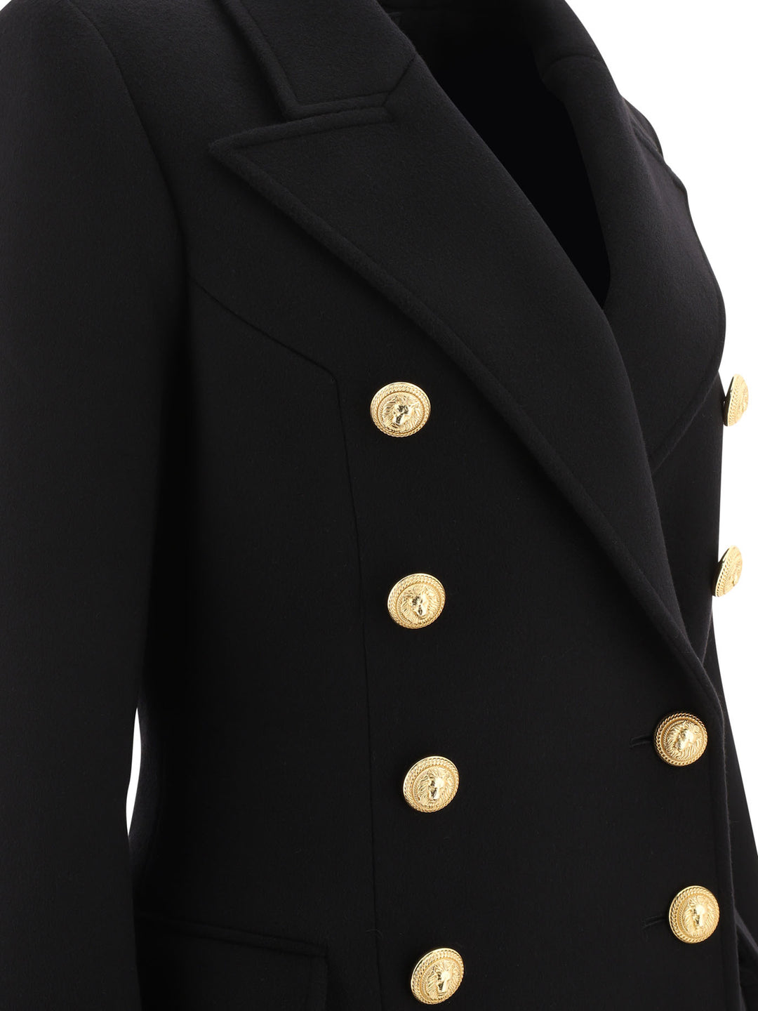 Double-Breasted Coat With Gold Buttons Coats Nero