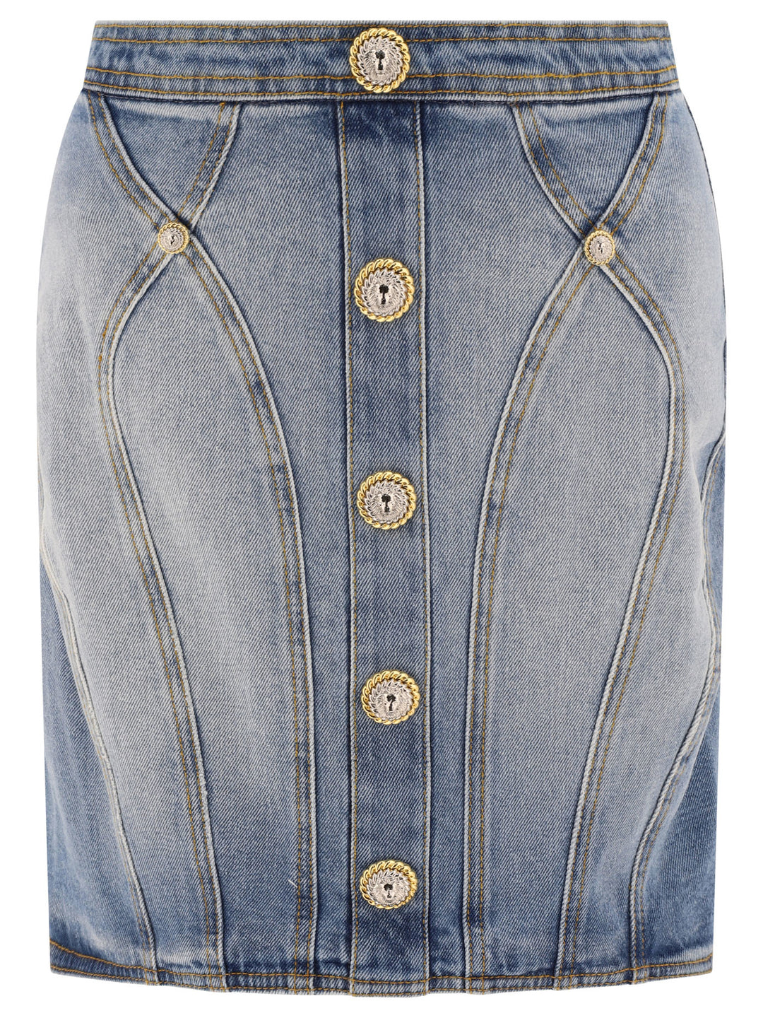 Buttoned Denim Skirt Gonne Celeste