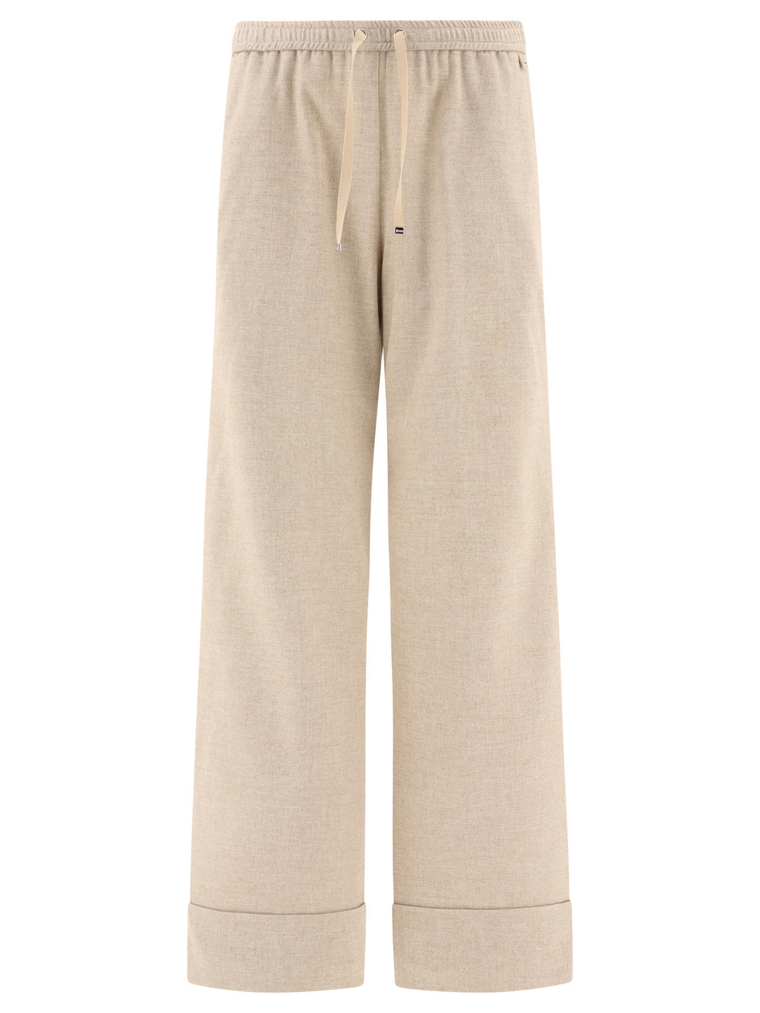 Flannel Effect Trousers Beige