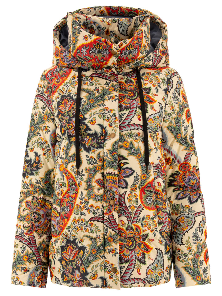 Paisley-Print Down Jacket Giacche Beige