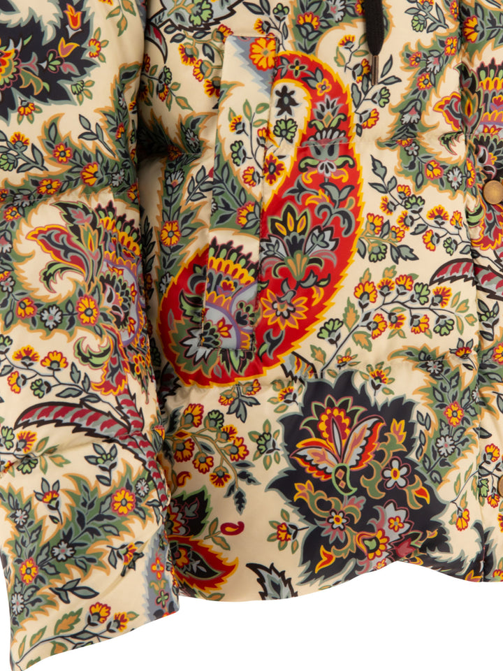 Paisley-Print Down Jacket Giacche Beige