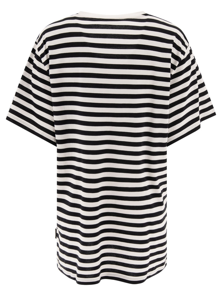 Oversized Striped Cotton T-Shirt T-Shirts Bianco