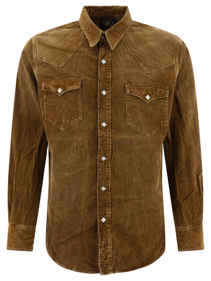 Corduroy Western Shirt Shirts Marrone