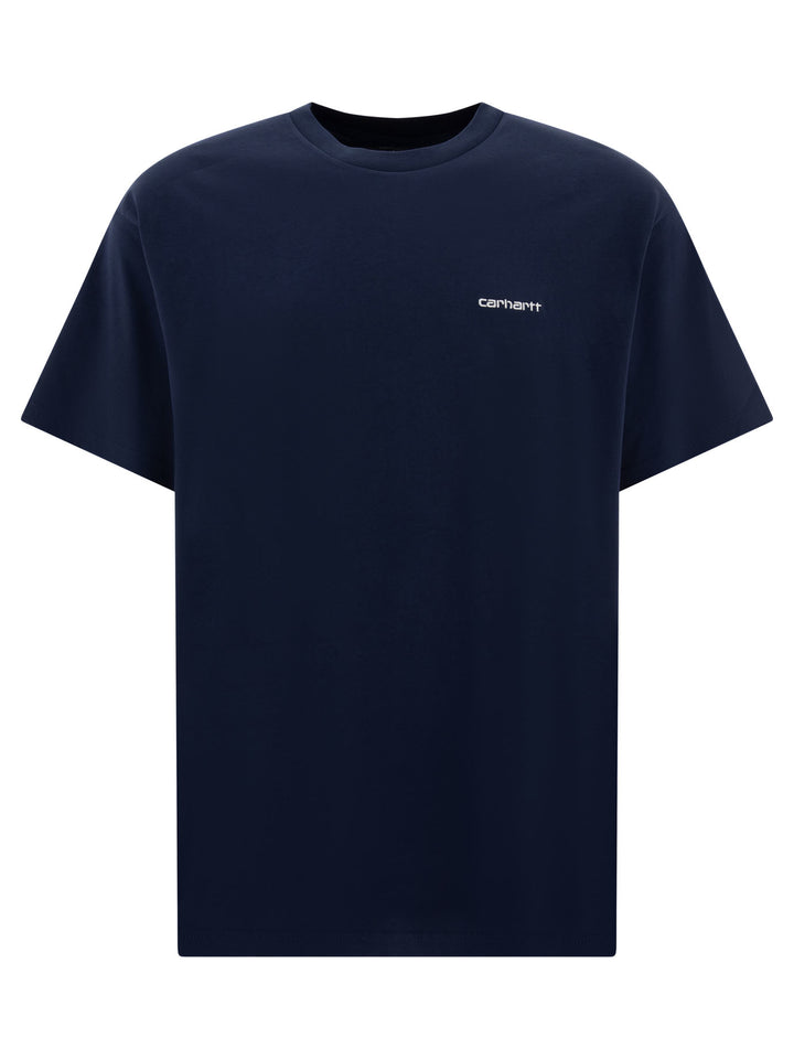 Script Embroidery T-Shirts Blu