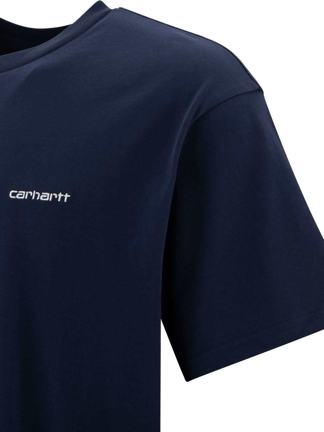 Script Embroidery T-Shirts Blu