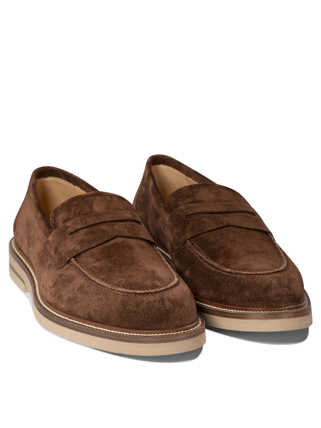 Suede Penny Loafers Loafers & Slippers Marrone