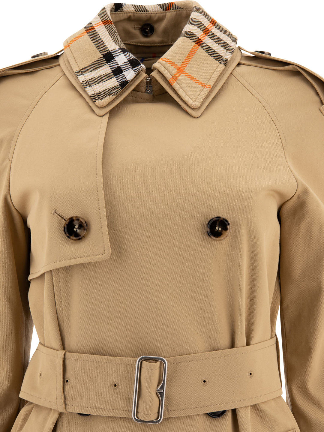 Long Gabardine Trench Coat With Detachable Collar Coats Beige