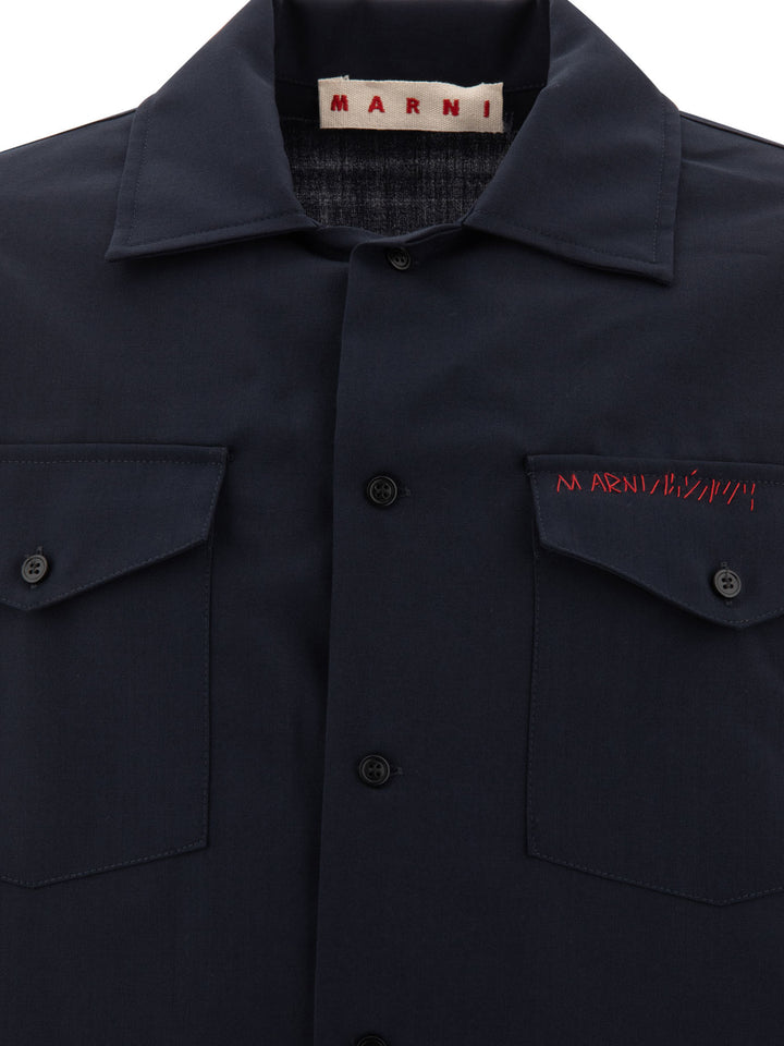 Shirt With Embroidered Logo Shirts Blu