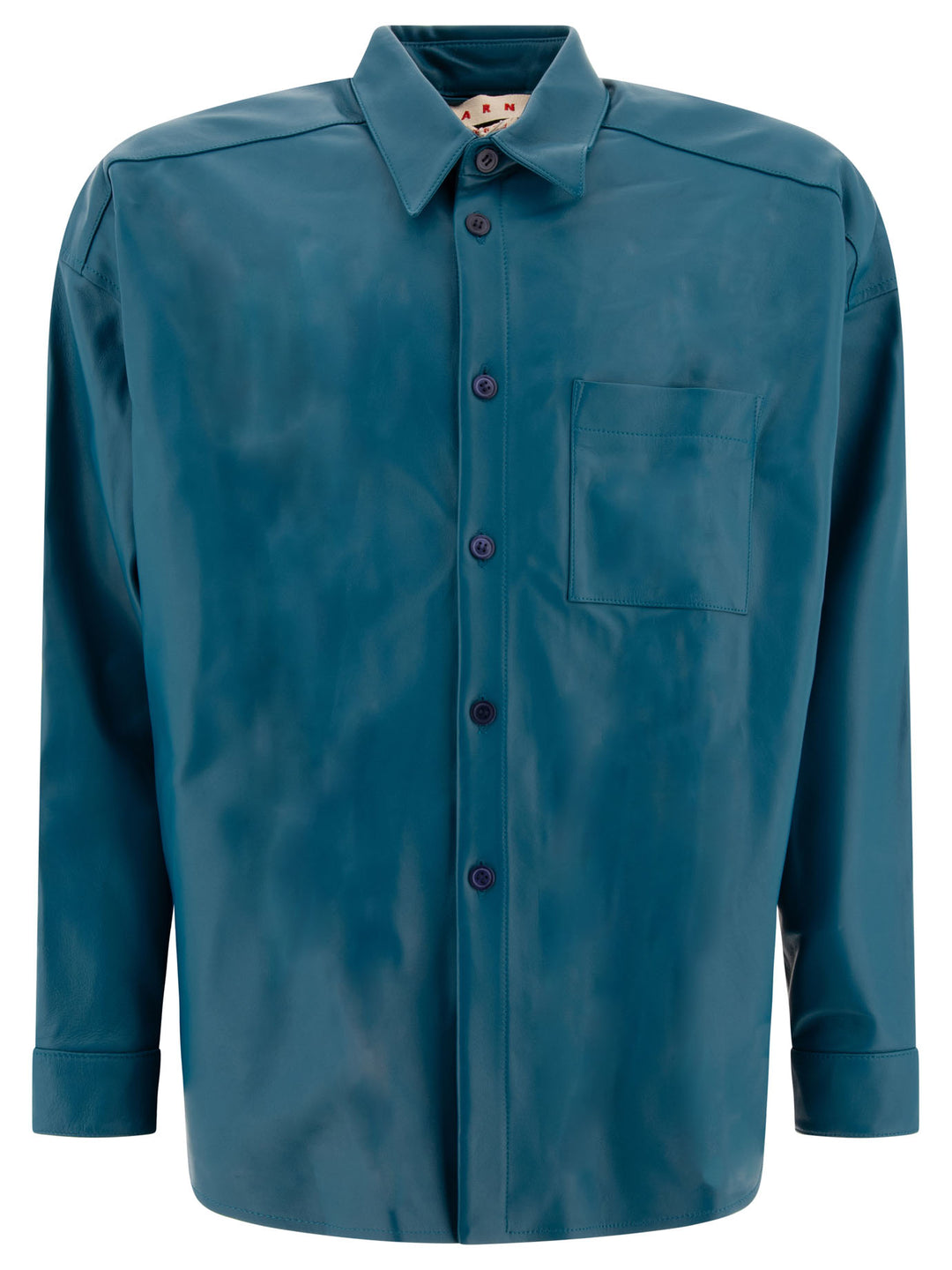 Leather Shirt With Chest Pocket Shirts Blu