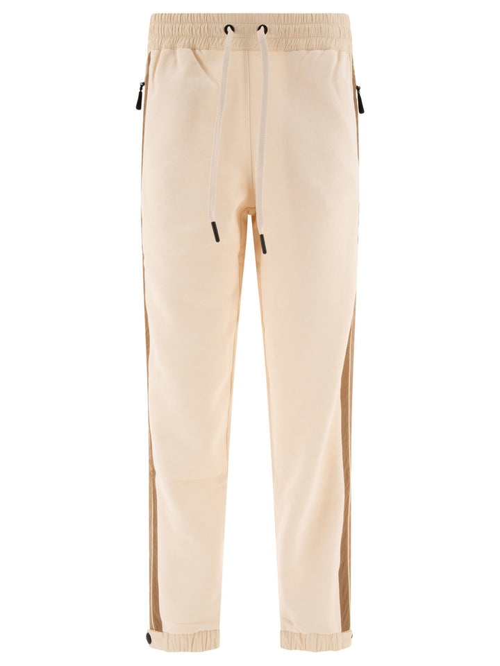 Padded Joggers With Mountain Logo Trousers Beige