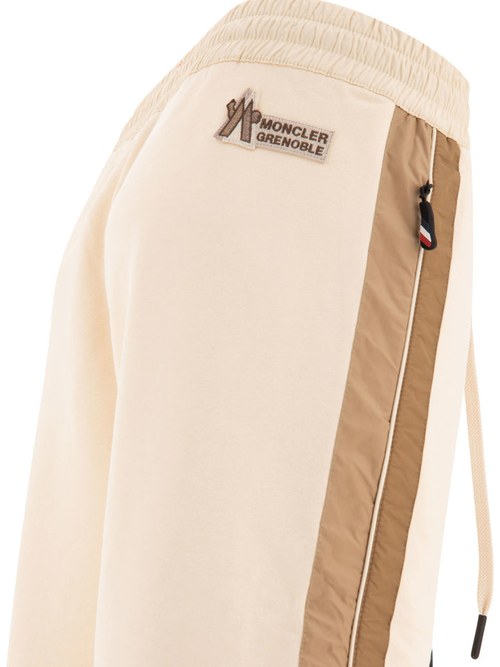 Padded Joggers With Mountain Logo Trousers Beige